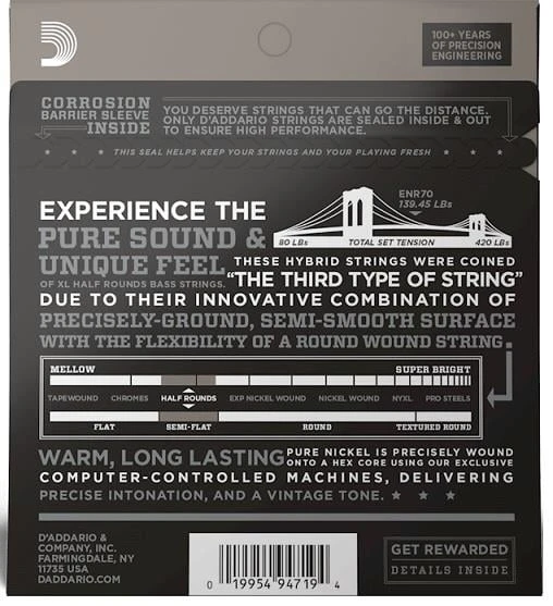 DADDARIO ENR70 DADDARIO ENR70 BASS GİTAR TEL SETİ, HALF ROUND BASS, REGULAR LIGHT - Resim 3