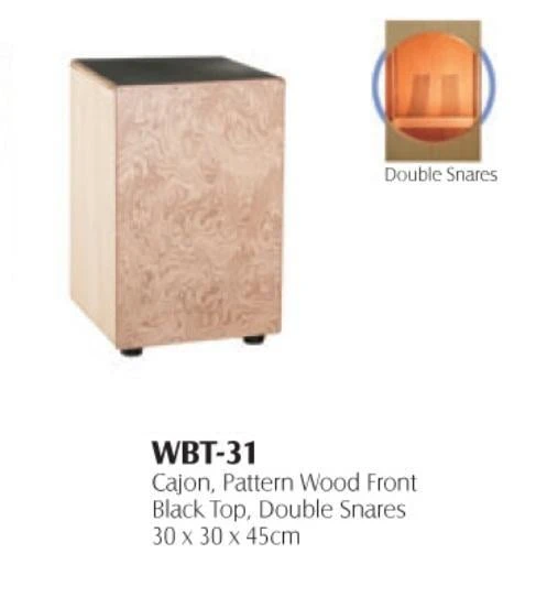MAXTONE WBT-31 CAJON PATTERN WOOD FRONT BLACK TOP DOUBLE SNARE:MA ürün görseli