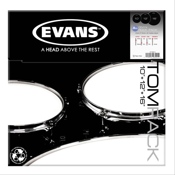 EVANS ETP-ONX2-R EVANS ETP-ONX2-R DERİ SETİ (10+12+16) TOM KUMLU SİYAH ROCK KİT ürün görseli