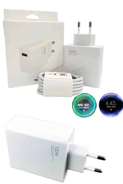 120 Watt Turbo Hızlı Şarj Aleti Seti Hızlı Şarj Adaptörü Beyaz - Resim 2