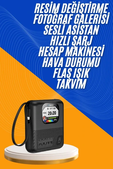 Akıllı Powerbank 10.000 Mah Ekranlı Müzik Dinleme Oyun Oynama Bluetooth Bağlantılı - 2