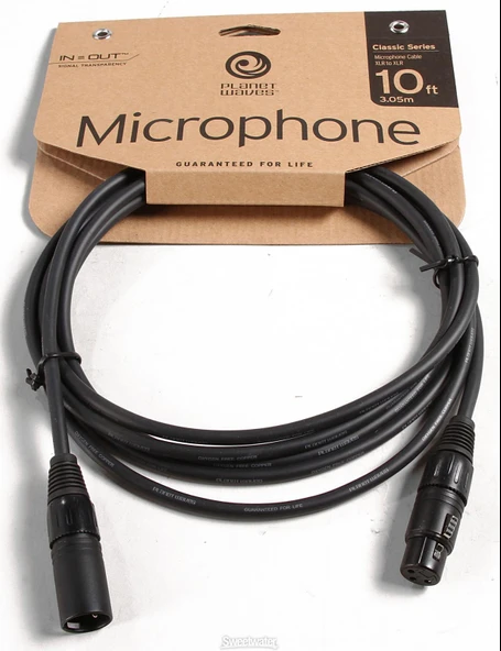 PLANETWAVES PWCMIC10 MİKROFON KABLO10 İNCH CLS XLR ML TO XLR FM ürün görseli