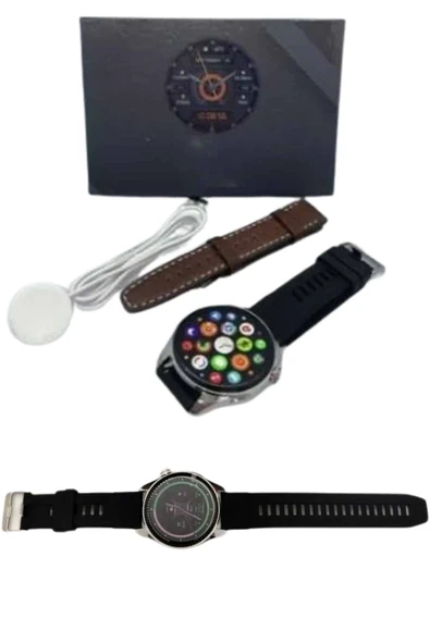 Akıllı Saat Yuvarlak Ekran Sesli Görüşme Özellikli Siyah Akıllı Unisex Kol Saati - Resim 3
