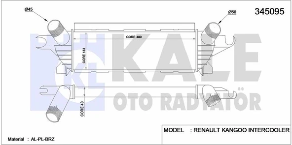 Renault Turbo Radyatoru Renault Kangoo I 1.9 DCI - Kale 345095 ürün görseli