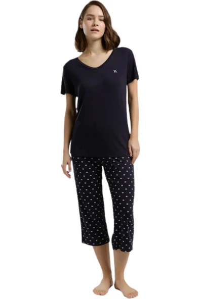 Arnetta Kadın Lacivert Kısa Kol Pijama Takım 3225 ürün görseli 1