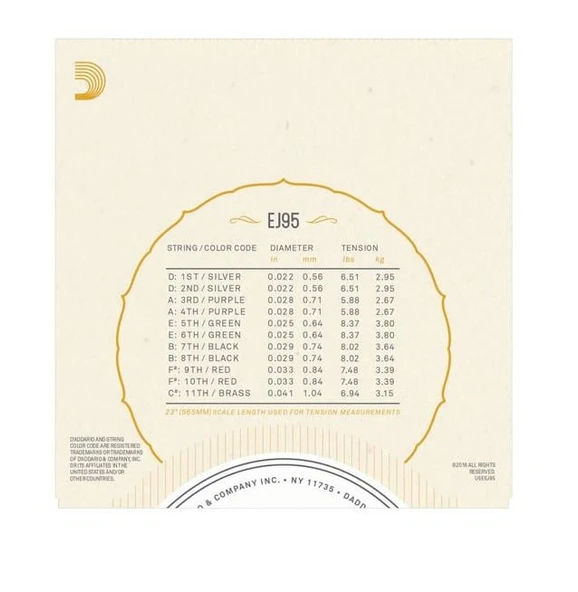 DADDARIO EJ95 UD TEL SET SİLVERPLATED WOUND - Resim 3