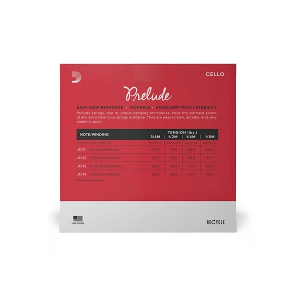 DADDARIO J101034 DADDARIO J101034 CELLO TEL SETİ, PRELUDE, 3/4, MEDIUM - Resim 2