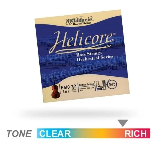 DADDARIO H610 KONTRABAS TEL SETİ, HELICORE, SCALE 3/4, DOUBLE BA ürün görseli