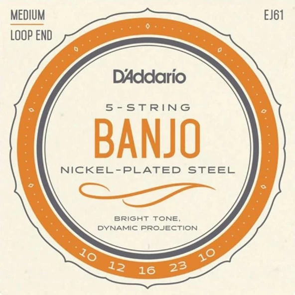 DADDARIO EJ61 DADDARIO EJ61 BANJO TEL SETİ, NICKEL WOUND, 10-23, MEDIUM ürün görseli