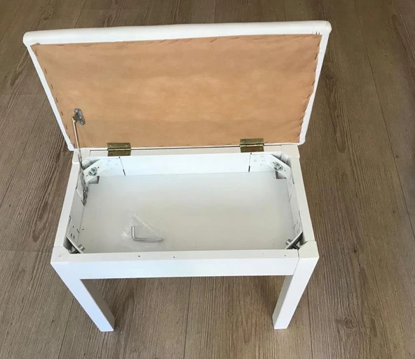 CREMONIA A.N PTCWHL PİYANO TABURESİ 70 CM BEYAZ SANDIKLI MASİF AYAKLI - Resim 2