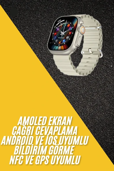 Akıllı Saat Kol Saati Android ve İOS Uyumlu Nabız Ölçer Sesli Asistan - Resim 2