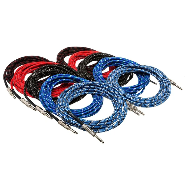 Hosa Kumaş Gitar Kablosu, Kırmızı-Yeşil, 4.5 mt. (3GT-18C3) Kumaş Gitar Kablosu 1/4" TS <-> 1/4" TS 3GT-18C3 ürün görseli 1