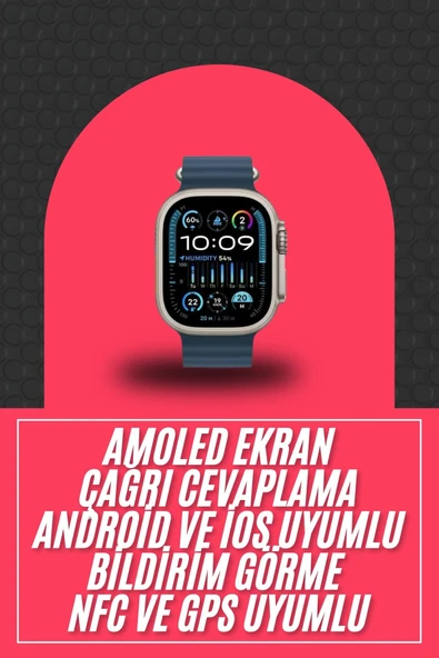 49mm Akıllı Saat Amoled Ekranlı Kadın Erkek Kol Saati Plastik Kordon - 2