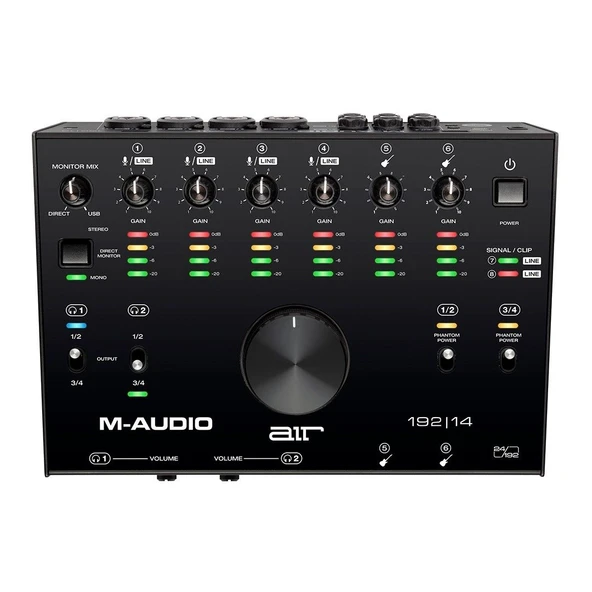 M-Audio AIR 192|14 8-giriş / 4-çıkış / 24-bit/192 kHz / +48 V mikrofon / MIDI/ enstrüman girişli yeni nesil ses kartı ürün görseli