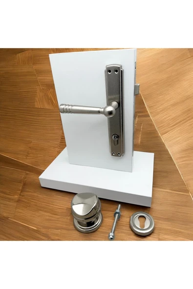 Osmanlı Nikel Saten Yale Çelik Kapı Kolu Sol Basar Kapı Tokmağı Ve Alt Rozeti (Kilit Hariçtir) ürün görseli