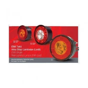 Volvo Sinyal Lambası 12v Ledli (arka Ust Aydınlatma) Alumınyum Kaplı Cerceve (ø 98mm) - Farba 13961d ürün görseli