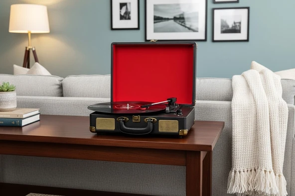 Fomixx Fm-102 Siyah Hoparlörlü Bluetoothlu Pikap Plak Çalar - 5