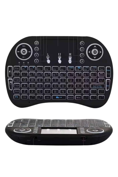 Kablosuz Türkçe Q Klavye RGB Işıklı Televizyon Ps3 Dokunmatik Mouse - 5