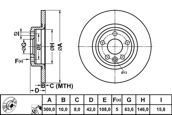 Land Rover Fren Diski Arka Kaplamalı Discovery Sport 15> / Jaguar Xf II X260 15> Xe X760 15> E-Pace X540 17> - Bosch 0986479d80 - Resim 1
