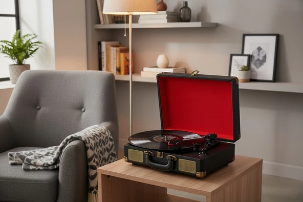 Fomixx Fm-102 Siyah Hoparlörlü Bluetoothlu Pikap Plak Çalar - 4