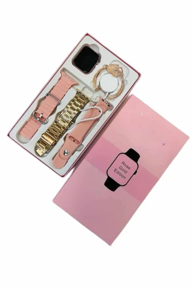 Akıllı Saat 3 Kordonlu Ve Aksesuarlı Bayanlar Için Şık Rose renk - Resim 5