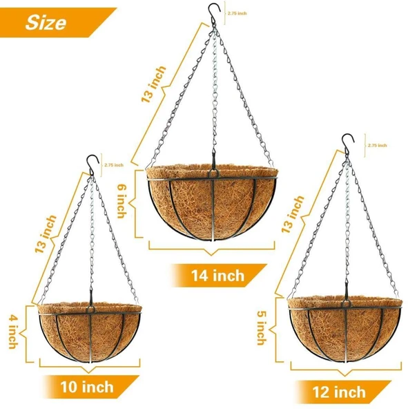 Sarkaç Çiçek Sepeti 3lü Coco Elyaf Makreme Saksı 20-25-30cm - 2