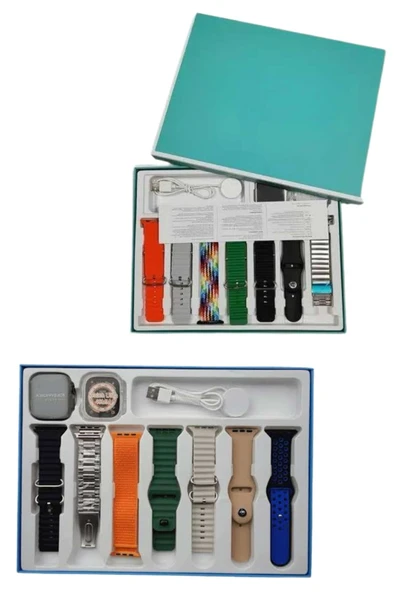 7 Kordonlu Unisex Akıllı Saat Çoklu Kordon Seçeneği Amoled Ekran - Resim 3