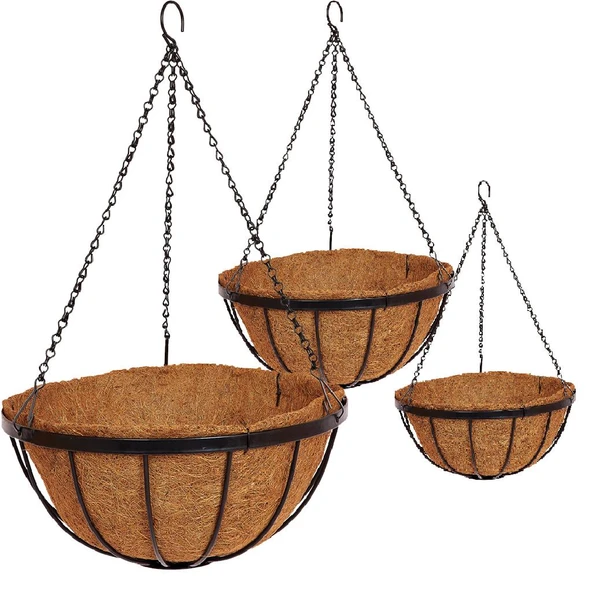 Sarkaç Çiçek Sepeti 3lü Coco Elyaf Makreme Saksı 20-25-30cm - 1