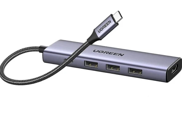 UGREEN 15597 CM511 Type-C to 4K/60Hz HDMI 3xUSB 3.0 100W PD Güç Girişi Çoklayıcı Hub Adaptör