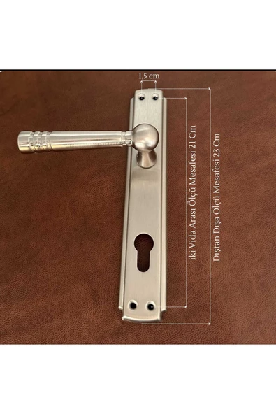 Osmanlı Nikel Saten Yale Çelik Kapı Kolu Sağ Basar Kapı Tokmağı Ve Alt Rozeti (Kilit Hariçtir) - Resim 2