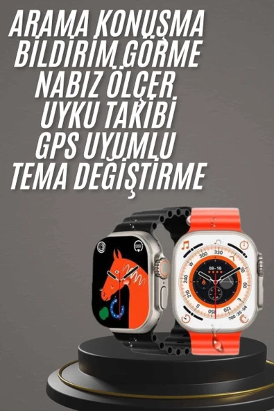 Yeni Model Akıllı Saat Ultra Smart Watch Gümüş Kasa 45mm Titreşim - Resim 2