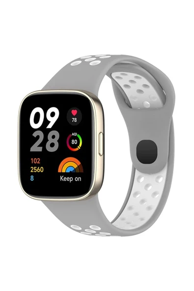 Akman Xiaomi Redmi Watch 3 Spor Delikli Kordon - Gri-Beyaz - ACL6203325-2437 ürün görseli 1