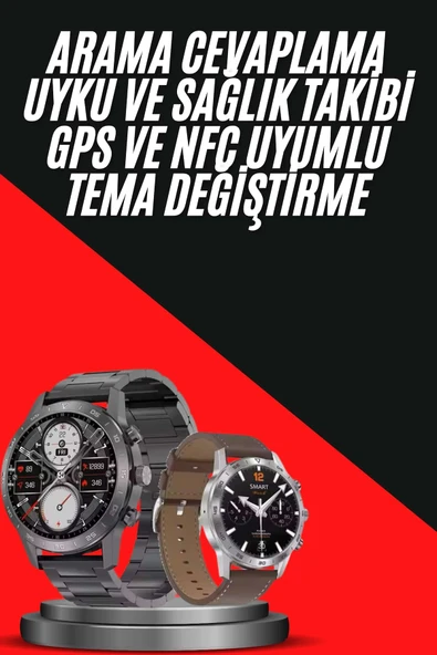 Erkeklere Özel Akıllı Saat Çelik Kordon Bluetooth Bağlantılı İOS ve Android Uyumlu - Resim 2