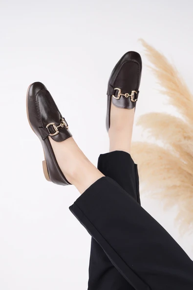 Muggo STRİDE Metal Tokalı Kadın Günlük Loafer Ayakkabı - 7