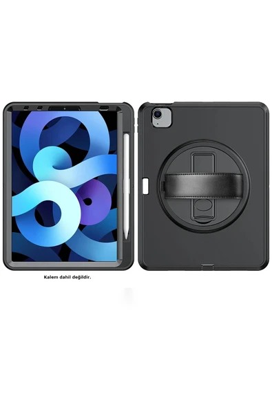 Akman iPad 2022 10.9 (10.nesil) Kılıf Hand Strap Tablet Kılıfı - Siyah - ACL6204576-1693 - Resim 2
