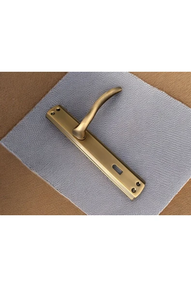 Trim Mat Antik Sarı Aynalı Oda Kapı Kolu 1 Takım Şık Ve Dayanıklı - Resim 3