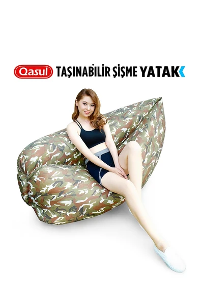 Kamuflaj Desenli Taşınabilir Şişme Yatak Festival Kamp, Plaj Outodor İçin Rahat Koltuk Su Geçirmez