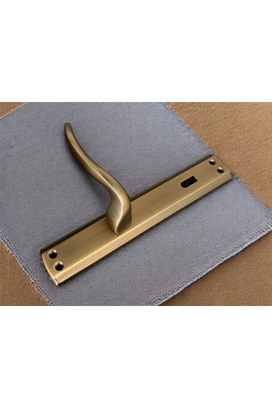 Trim Mat Antik Sarı Aynalı Oda Kapı Kolu 1 Takım Şık Ve Dayanıklı - Resim 6