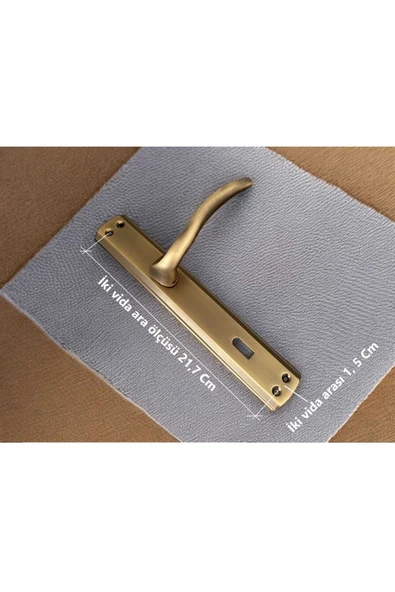 Trim Mat Antik Sarı Aynalı Oda Kapı Kolu 1 Takım Şık Ve Dayanıklı - Resim 2