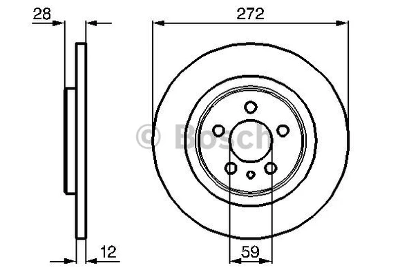Psa Arka Fren Aynası P807 2.0-2.2hdi 02> C8 2.0hdi 2.2hdi 02> Ulysse 02> (cap:272 Kalınlık:12x5delik) - Bosch 0986479064 - Resim 1
