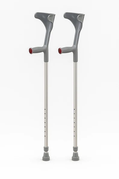 2 Adet Gri Lüx Kanedyen Ayarlanabilir Kol Değneği Destek Bastonu ürün görseli