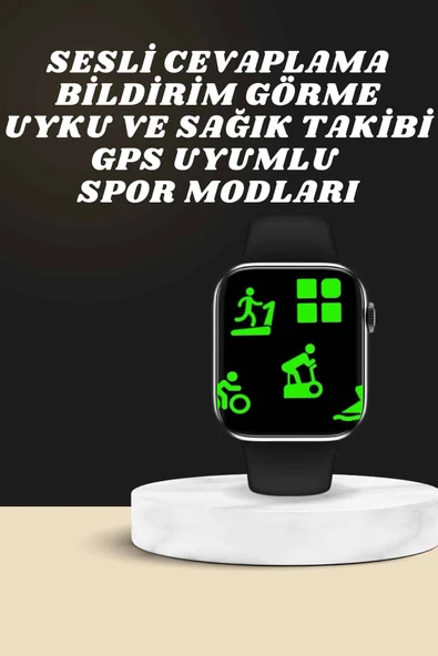 Akıllı Saat Wireless Şarj Yüksek Çözünürlüklü Müzik Dinleme Sesli Cevaplama - Resim 4