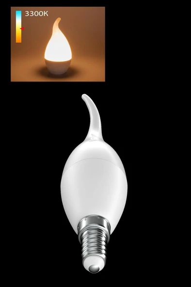 Rutter 5W Kuğu Led Mum Ampul 3000K Sarı E14 3 Adet Kıvrımlı Ampul - Resim 3