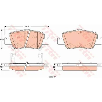 Toyota Fren Balatası Arka Toyota  Aurıs 1.4 D4d 1.6 07-> Corolla 1.4 D4d 1.6 07-12 İkaz Kablolu - Trw Gdb3480 - Resim 1