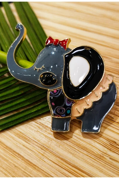 Monalisa Home Gri Fil  Figürlü Broş ürün görseli 1