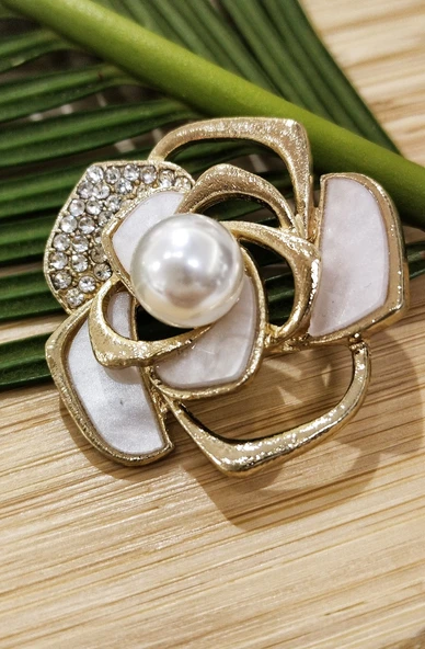 Monalisa Home İncili Çiçek Figürlü Broş ürün görseli 1