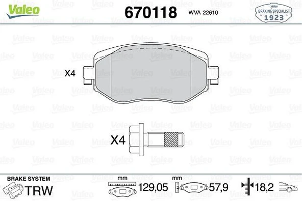 Renault On Fren Balatası Renault Megane IV  1.2 Tce 1.3 Tce 1.5 Dci 1.6 16v 2016> - Valeo 670118 - Resim 1