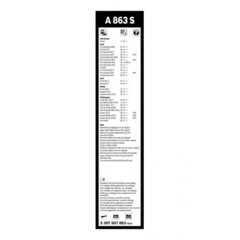 Vag Silecek Supurgesi Aerotwın 650 / 450mm A863s Golf VII A3 1.2 / 1.4tfsi / S3 Quattro 1.6 / 2.0tdi 12> - Bosch 3397007863 - Resim 1