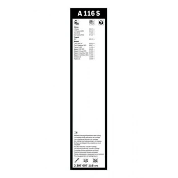 Renault Silecek Supurgesi Aerotwın 600 / 400mm A116s (flatblade Muz Tipi) Clio III Megane III Fluence Symbol - Bosch 3397007116 - Resim 1