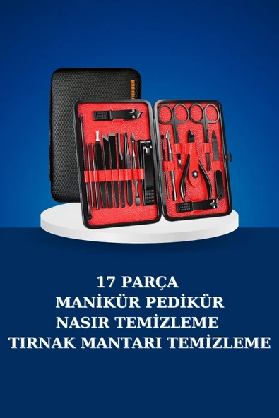 17 Parça Manikür Seti Taşınabilir Özel Çantalı El ve Ayak Bakımı Tırnak Batığı Temizleme - 2